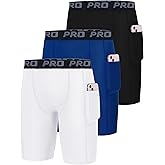 EXARUS Youth Boys Compression Shorts Side Pocket Performance Athletic Base Layers Underwear Running Sports Soccer