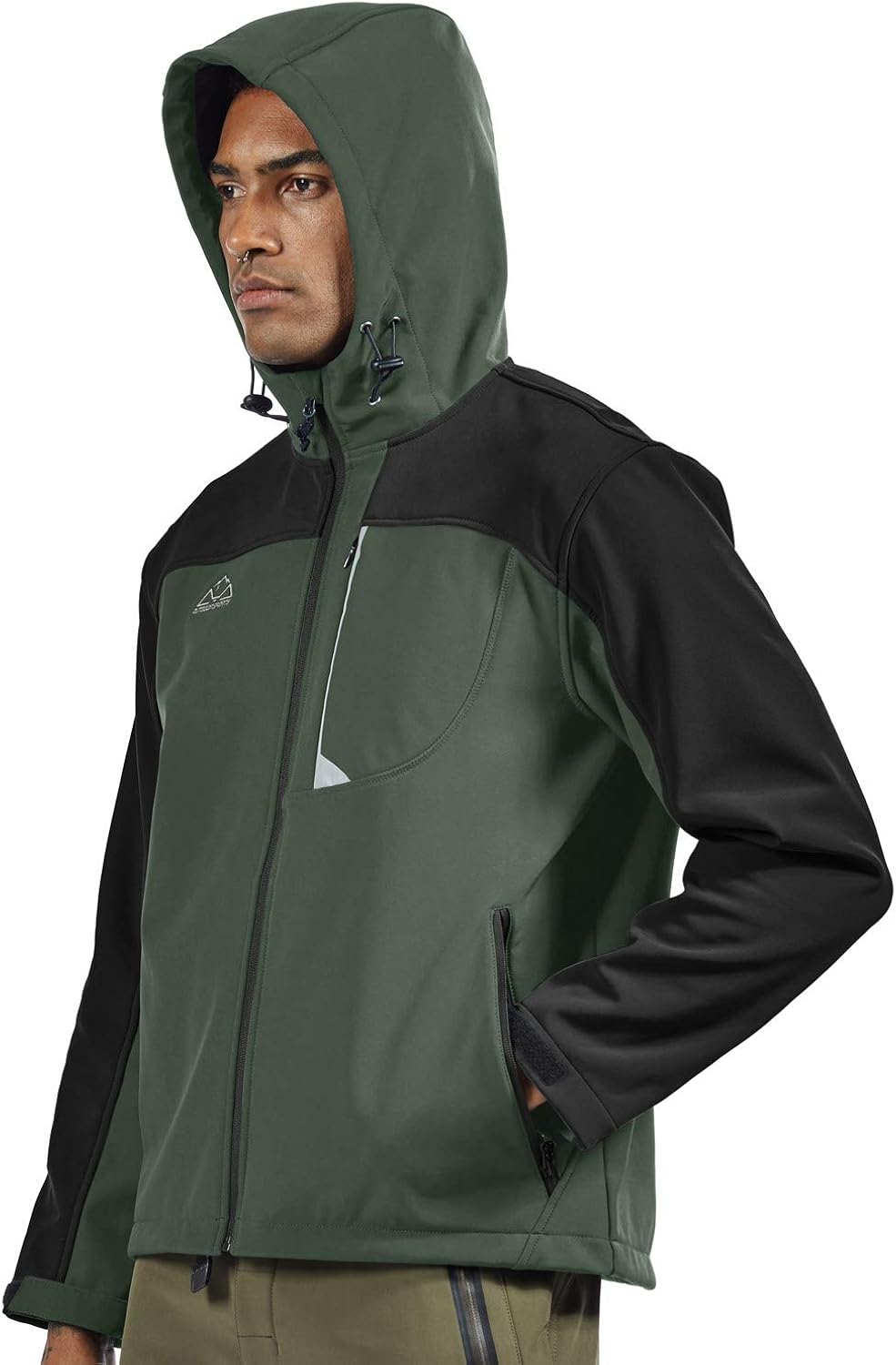 Rdruko Men's Outdoor Softshell Jacket Polar Fleece Lined Waterproof Tactical Hiking Climbing Hooded Jacket: Clothing