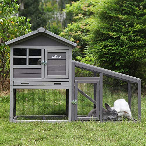Aivituvin Rabbit Hutch Indoor and Outdoor,Rabbit cage with Deeper No LeakageTray, Bunny Cage