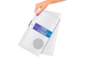 ABC White Poly Bubble Mailers 5 x 9 Inch. 25 Pack of Polyethylene Shipping Bags. Waterproof Self-Adhesive Bubble Poly Mailers