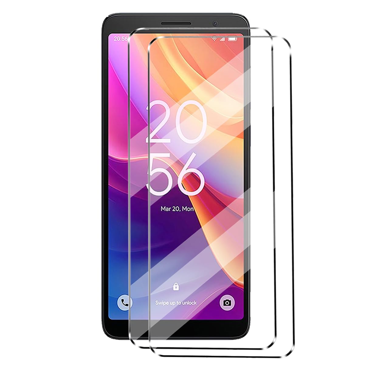 HuiYouMY [2 in 1] Tempered Glass Compatible with TCL 501 2Pack Tempered Glass Screen Protector for TCL 501,Shockproof Anti-Scratch