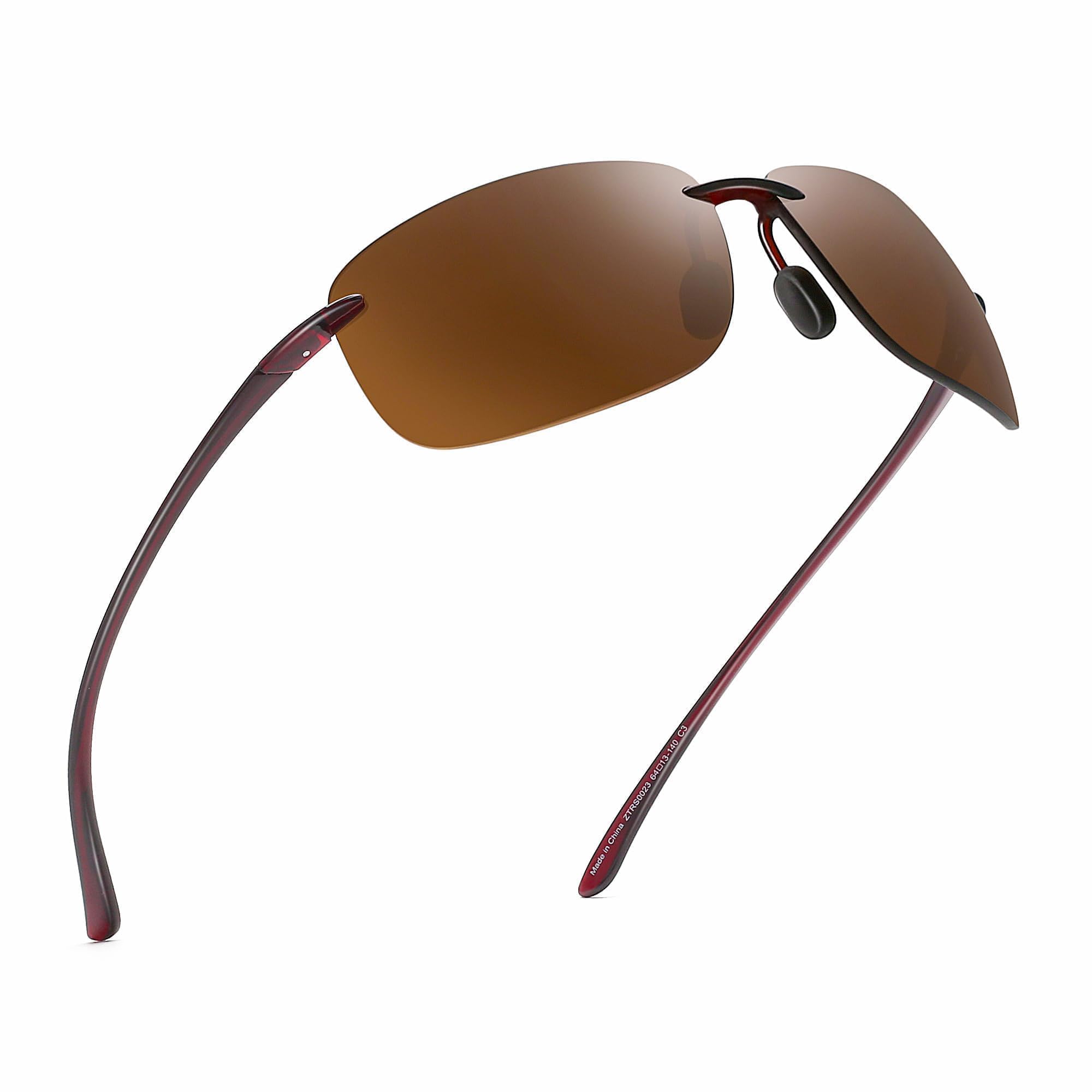 Photo 1 of JIM HALO Polarized Sport Sunglasses for Men Women TR90 Rimless Frame for Running Fishing Cycling Driving Brown
