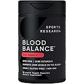 Sports Research® Blood Balance Iron Supplement - 36 MG Iron + Folate & Vitamin C for Absorption - Red Blood Cell Support for Women & Men* - Vegan Certified · Non-GMO · Gluten-Free - 90 Capsules