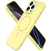 oakxco for iPhone 16 Pro Max Case Silicone Mag Safe, Magnetic Slim Thin Phone Case Compatible with Magsafe Wireless Charging, Cute Girly Aesthetic Soft Rubber Gel Safecase for Women Girls, Yellow