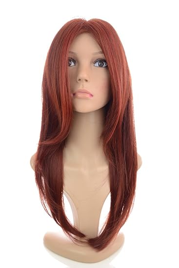 Amazon Com Long Red Straight Layered Monofilament Top Wig Face