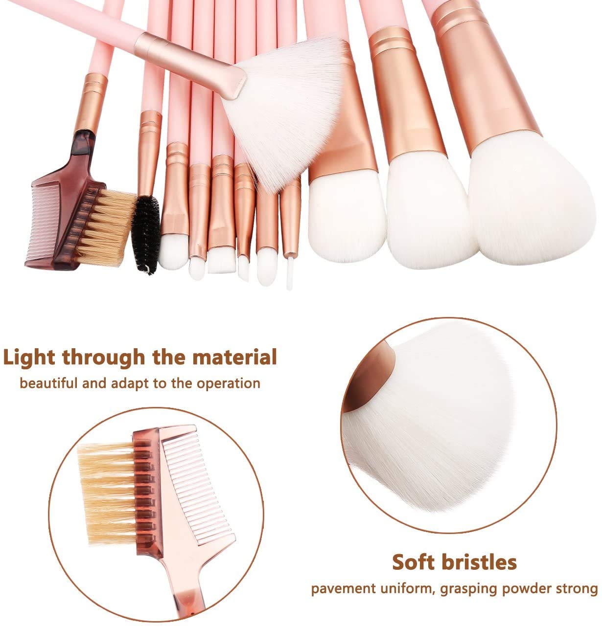 Makeup Brush Sets - 12 Pcs Makeup Brushes for Foundation Eyeshadow Eyebrow Eyeliner Blush Powder Concealer Contour: Beauty