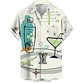 Hodaweisolp Men's Casual Short Sleeve Button Down Bowling Summer Loose Hawaiian Beach Shirts