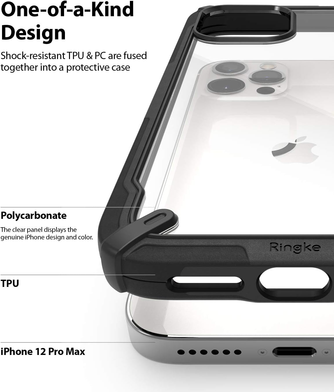 Ringke Fusion-X Compatible with iPhone 12 Pro Max Case Cover, Shockproof Heavy Duty TPU Bumper with Hard Back Phone Case - Black - Image 5