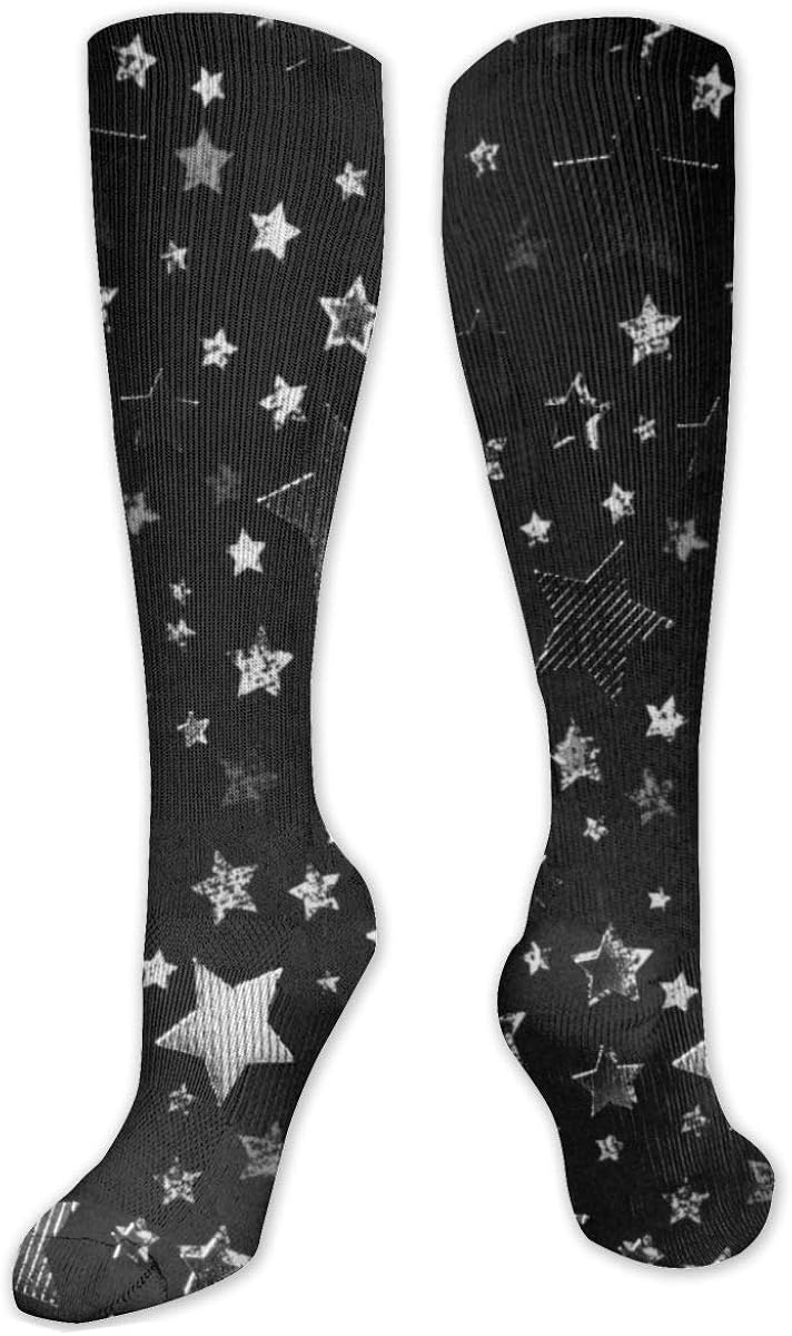 Metallic Silver Stars Fun Dress Socks Funny Fashion Socks Novelty Casual Stockings