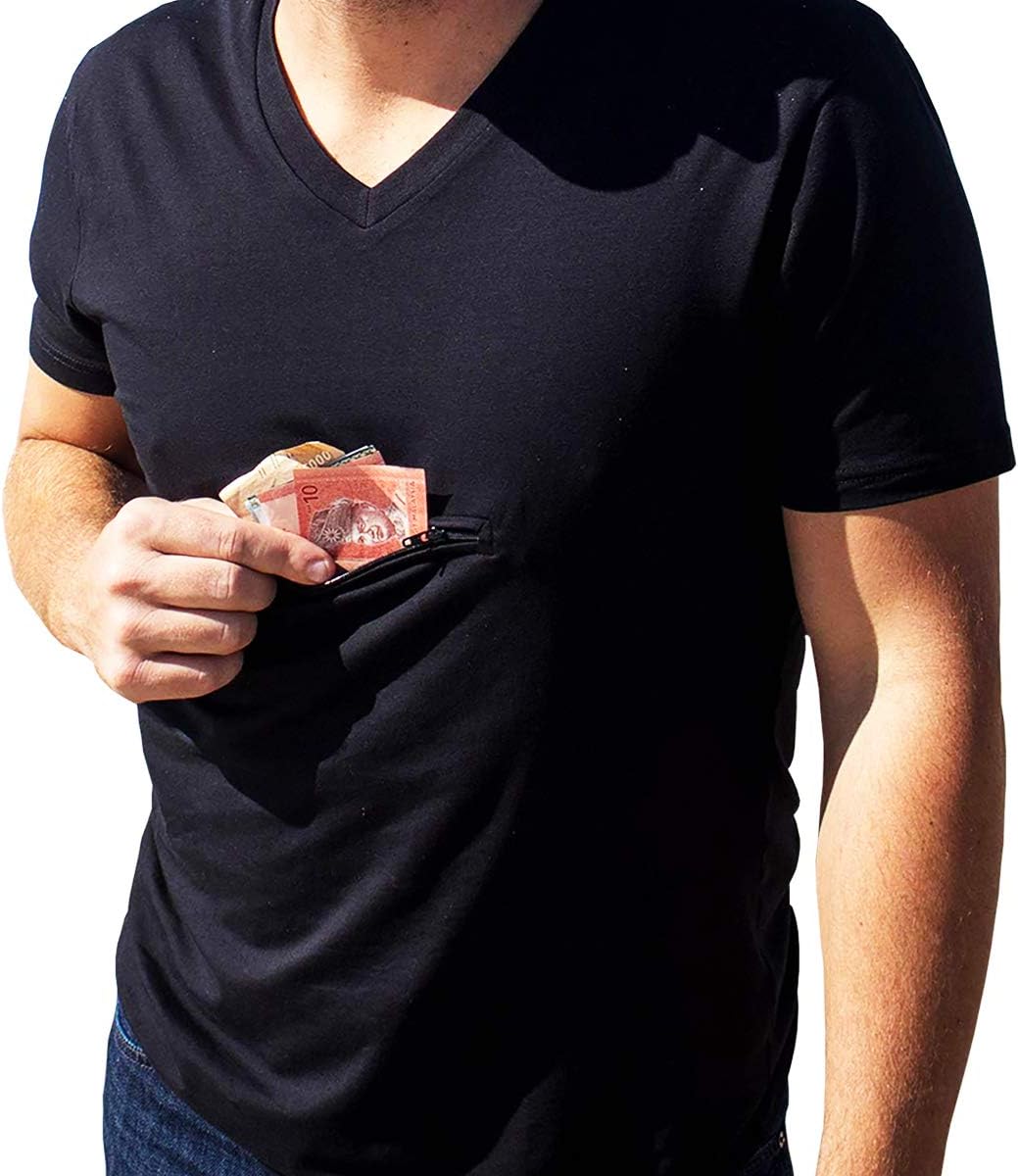 Clever Travel Companion Unisex VNeck TShirt with Secret Pocket