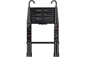 ARCHOM Telescoping Ladder 8.5 FT - Aluminum Telescopic Ladder with Hooks - Folding Extension Ladders for Home Work Loft Roof Attic RV Ladder with EN131 Certification - 330lbs Max Capacity (Black)
