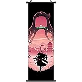 Anime Wall Scroll Banner, Nezuko Art Character Design, Soft Fiber Fabric, 27.5 x 9.8 Inches, Vertical Hanging Poster for Bedroom and Gaming Room Decor