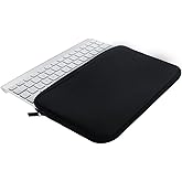 Wanty Black Color Neoprene New Portable Zipper Carry Case Cover Sleeve Skins Pouch Bags for Logitech Easy-Switch K810 / K811 and Apple MC184LL/B MC184CH and MLA22LL/A Wireless Bluetooth Keyboard