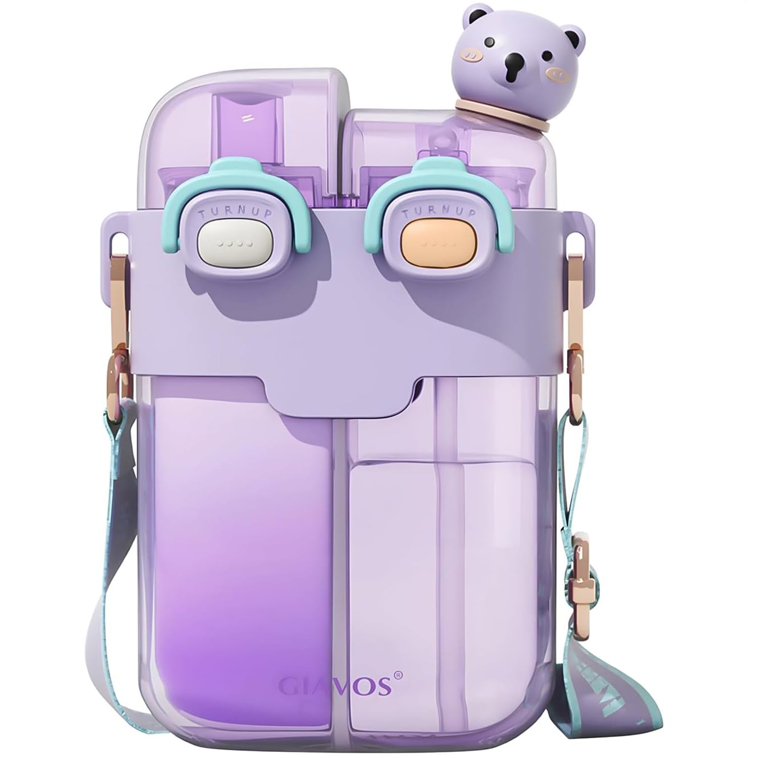 Accmuzzy 780mL Cute Girls Water Bottle with Straw, Strap - Portable Plastic Teenager Kawaii Bottle for School, Travel, Sports, Outdoor, Work โ image 1