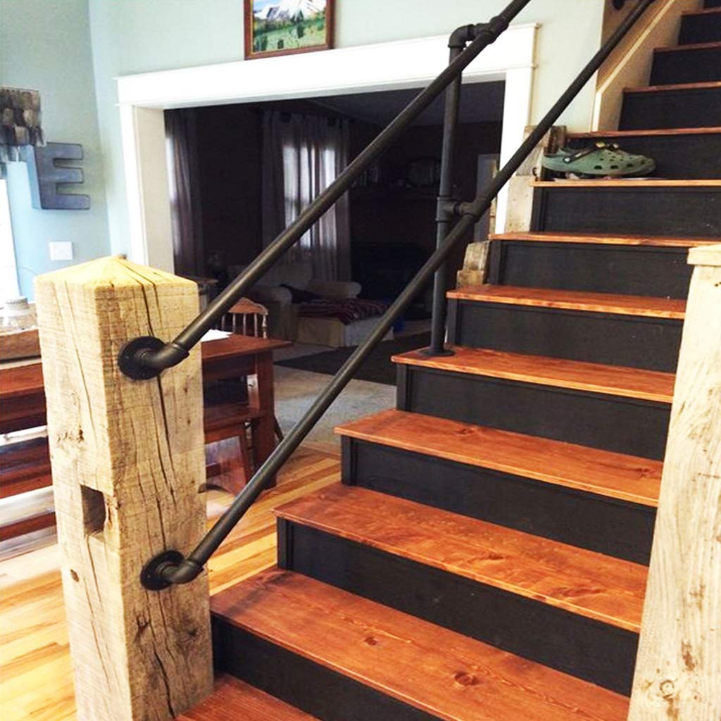 Matt Black Wrought Iron Handrails Direct To Stairwell Door Or Cellar Entryway 1ft 20ft Industrial Handrail For Stairs Railing Indoor Outdoor Steps Tools Home Improvement Stair Parts Environews Tv