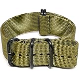 DaLuca Ballistic Nylon NATO Watch Strap - Olive (PVD Buckle) : 24mm