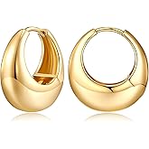 Chunky Hoop Earrings for Women 14K Gold Plated Small Huggie Hoops Lightweight Hypoallergenic Jewelry Gift