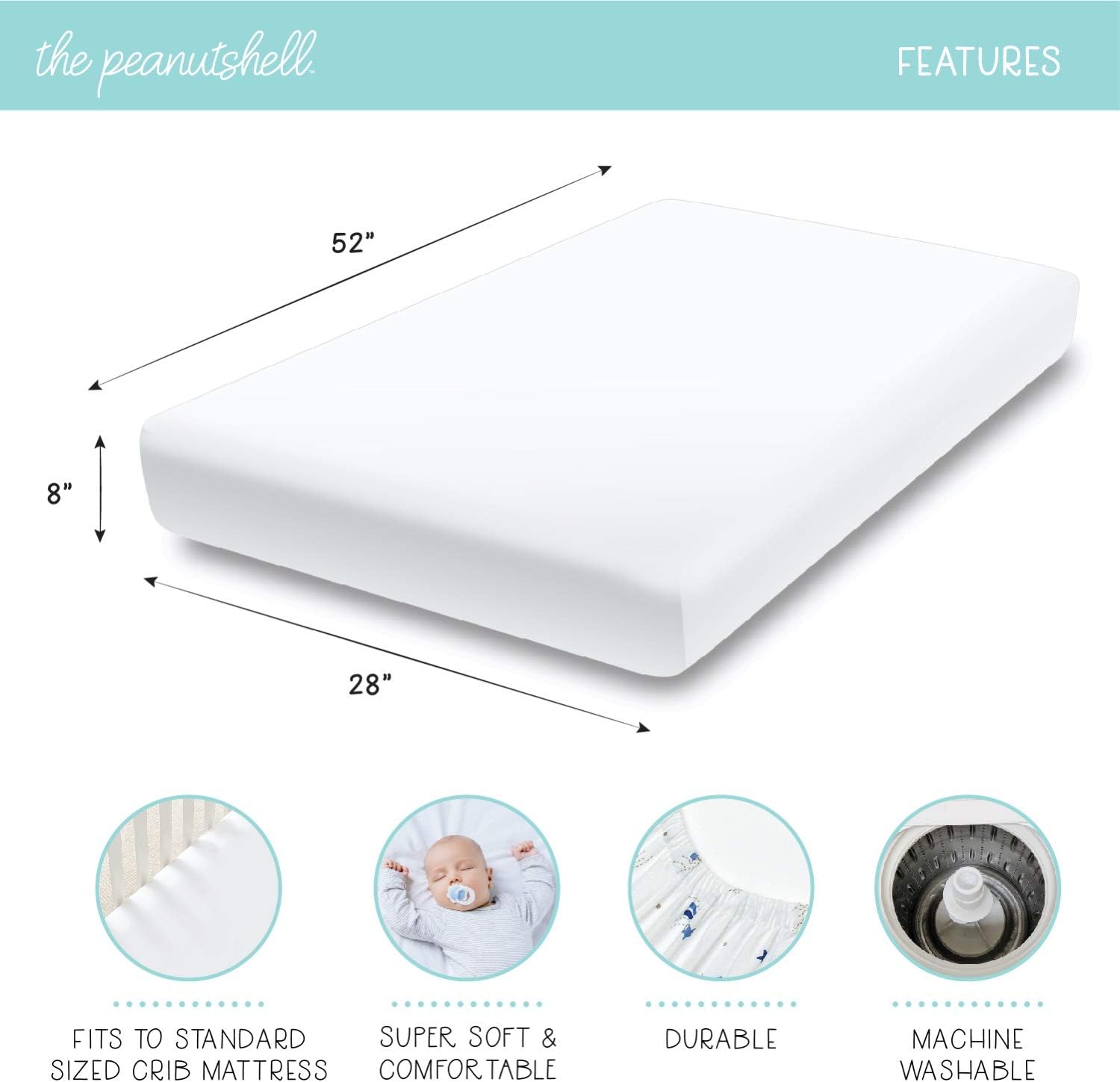 The Peanutshell Pink Floral Crib Bedding Set for Baby Girls, 3 Piece Nursery Collection: Kitchen & Dining