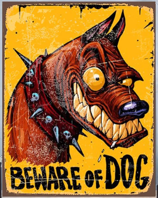 MATLPATS 12x8inch Beware of Dog Metal Warning Sign - Outdoor Wall Print for Patio, Door - Tin, Multicolor, Onesize