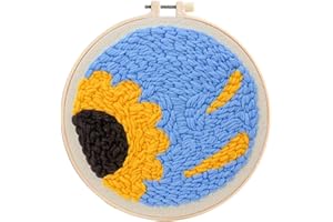 ZUOANLF Punch Needle Kits for Adults & Kids Beginner, Punch Needle Tool with Punch Needle Fabric Hoops Yarns and Sewing Needles, Gifts & Home Wall Decor, 8inch (F)