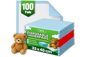Baby Change Mat 45 x 33 CM (100-Count) Baby Pee Pads Baby Changing Pad Waterproof Bed Pad Thick Super Absorbent Pads Disposab