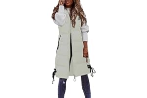 JMMSlmax Womens 2023 Fall Reversible Vests Sleeveless Fleece Jacket Long Warm Winter Coat Outerwear Zip Up Hoodie Pockets