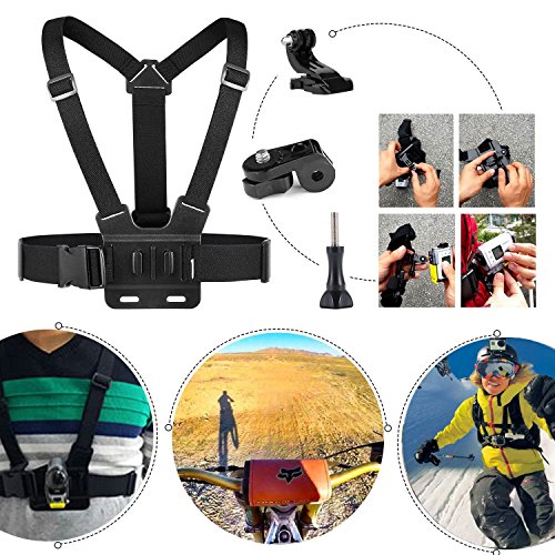 image for ASOCEA Action Camera Accessory Bundle Kit Chest Mount + Head Strap + F