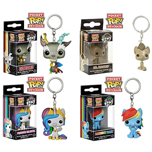 Funko Pocket POP! Keychains - My Little Pony - Set of 4 (Discord, Rainbow Dash, Dr Hooves &amp; Celestia