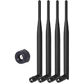 Bingfu Dual Band WiFi 2.4GHz 5GHz 5.8GHz 6dBi MIMO RP-SMA Male Antenna (4-Pack) for WiFi Router Wireless Network Card USB Adapter Security IP Camera Video Surveillance Monitor