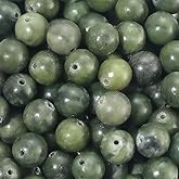 PONABEADIY 1 Box 8MM 120PCS Natural Taiwan Green Jade Round Beads with Holes Crystal Gemstone Stone Energy Power Loose Spacer Bead for Jewelry Making Earrings Bracelets Necklaces DIY Craft Supplies