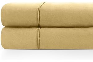 Zen Home Luxury Flat Sheet (2-Pack) - 1500 Series Luxury Brushed Microfiber w/ Bamboo Blend Treatment - Eco-Friendly and Wrinkle Resistant - Full - Gold