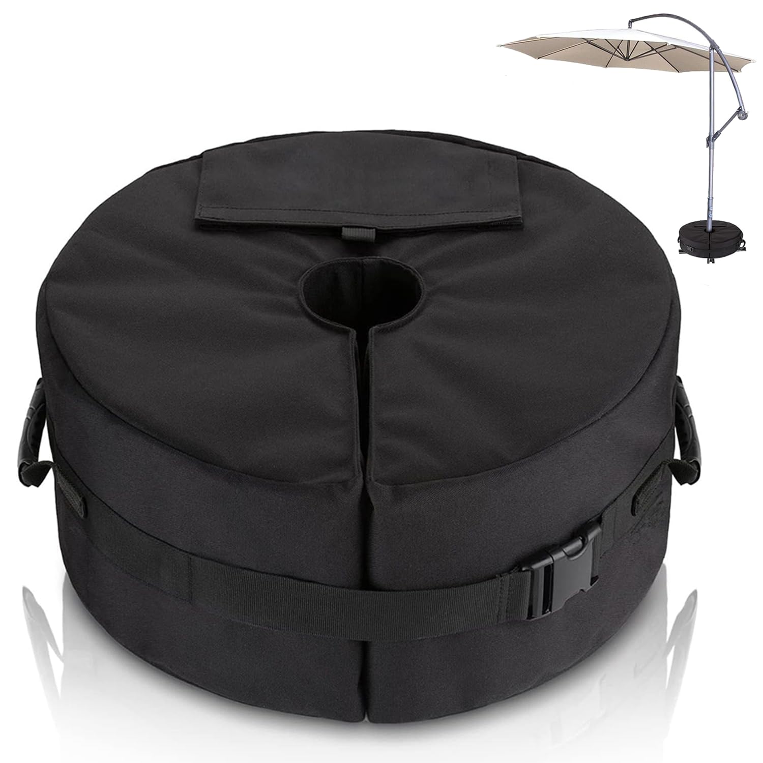 Flagest Parasol Base Weights Bag, Heavy Duty Umbrella Sand Base Up to 88lb,Side Opening Sturdy Sunshade Base Stand Sandbags,Outdoor Parasol Weights Holder, Adjustable Diameter for All Kinds of Parasol