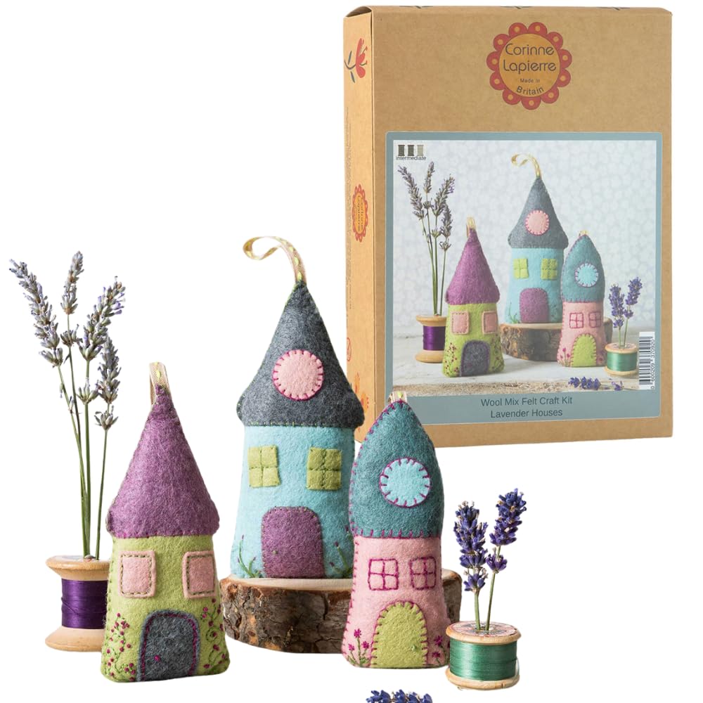 Corinne Lapierre Felt Lavender Houses Sewing Craft Kit,Multi-colour,12 - 17 cm