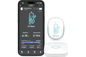 Sense-U Pro Baby Monitor(Long Range) – Tracks Breathing Movement, Rollover & Temperature Anywhere for Better Sleep, Simple Clip-On Smart Tracker with Arousal Vibration, Audible Alerts & Sleep Analysis