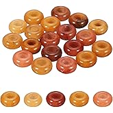 uxcell 20 Pcs Large Hole Stone Beads Charm, 10mm Gemstone Beads Macrame Natural Rondelle Loose Crystal Bead for DIY Jewelry Making Keychain Bracelet Necklace, Topaz