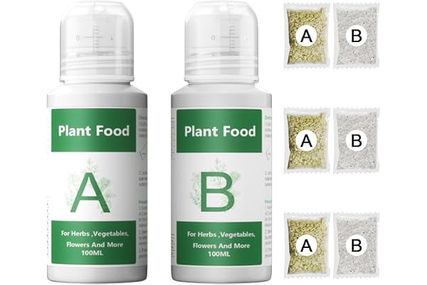Hydroponics Nutrients (800ml in Total), Plant Food A & B Hydroponic Supplies, Indoor Plant Fertilizer for Hydroponics Growing