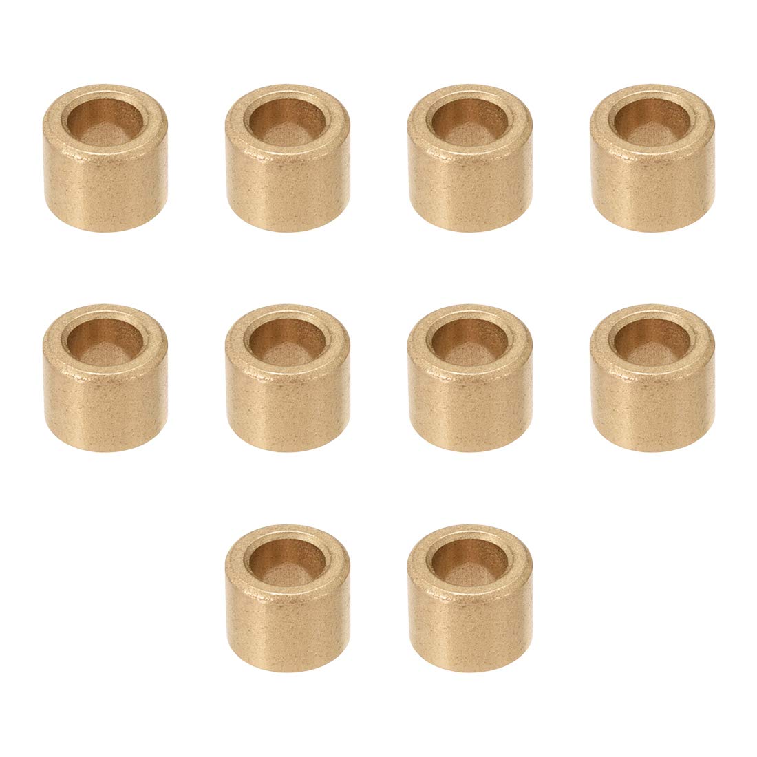 sourcing map Bearing Sleeve 6mm Bore x 10mm OD x 8mm Length Self-Lubricating Sintered Bronze Bushings 10pcs