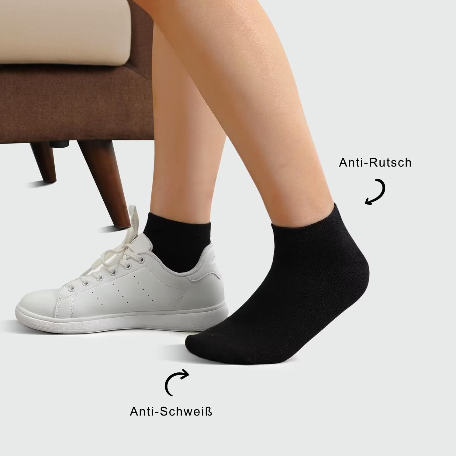 YouShow Sneaker Socken Herren Damen 10 Paar Kurze Halbsocken Quarter Baumwolle Unisex Schwarz,43-46 4