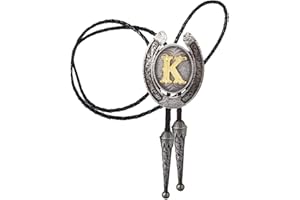 HUABOLA CALYN Vintage Bolo Tie for Men- Initial Letter ABCDMJR to Z Western Cowboy Bolo Tie for Women