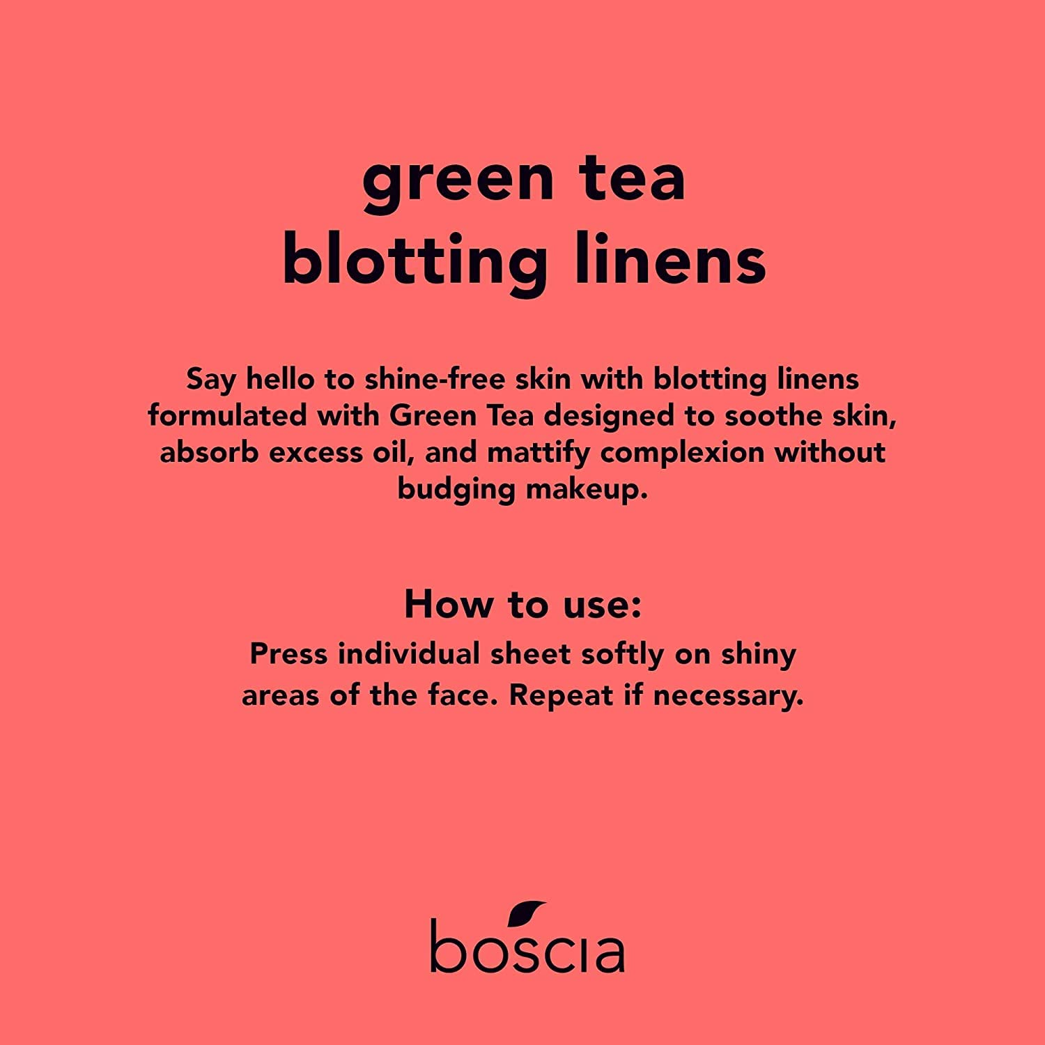 boscia Green Tea Blotting Linens - Vegan, Cruelty-Free, Natural Skin Care - Oil Blotting Sheets for Face - For Combination to Oily Skin Types - Travel Size - 100 Sheets