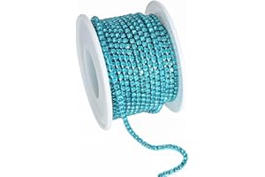 Blinginbox 10 Yards Crystal Rhinestone Trim Ribbon Close Chain for Sewing Bedazzling SS16 Jewels for Crafting Christmas Tree DIY Decoration Phone Chains 0.15inches 4mm Aquamarine Lake Blue Diamonds