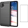 Asuwish Phone Case for Samsung Galaxy Note 10 Lite with Tempered Glass Screen Protector Cover and Cell Accessories Silicone Protective Glaxay A81 Gaxaly M60S N770F Carbon Fiber Women Men Dark Black