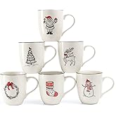 LEHAHA Christmas Coffee Mug Set of 6 – 16 oz Holiday Theme Ceramic Coffee Cups Perfect for Latte, Tea or Milk, walter,Winter Beverage,Give as a Christmas Gift to Family or Friends.