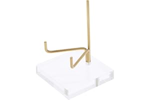 Plymor Clear Acrylic Base with Adjustable Brass Rods to Hold Rock, Fossil, and Mineral Specimen, 3.5" H x 2.5" W x 2.5" D (2" Arm Length)