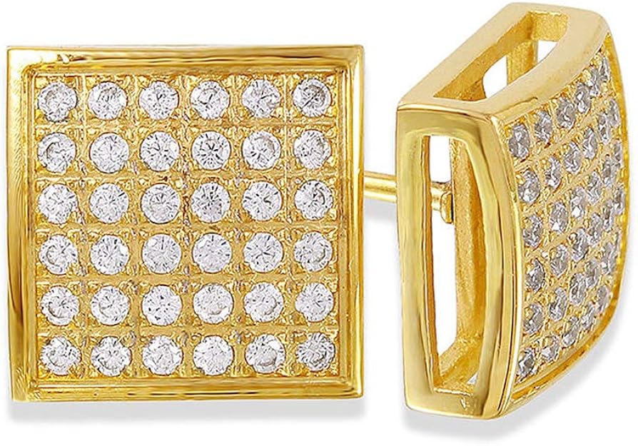 Men's 3/8 CT. T.W. Round Cut Simulated Diamond Square Stud