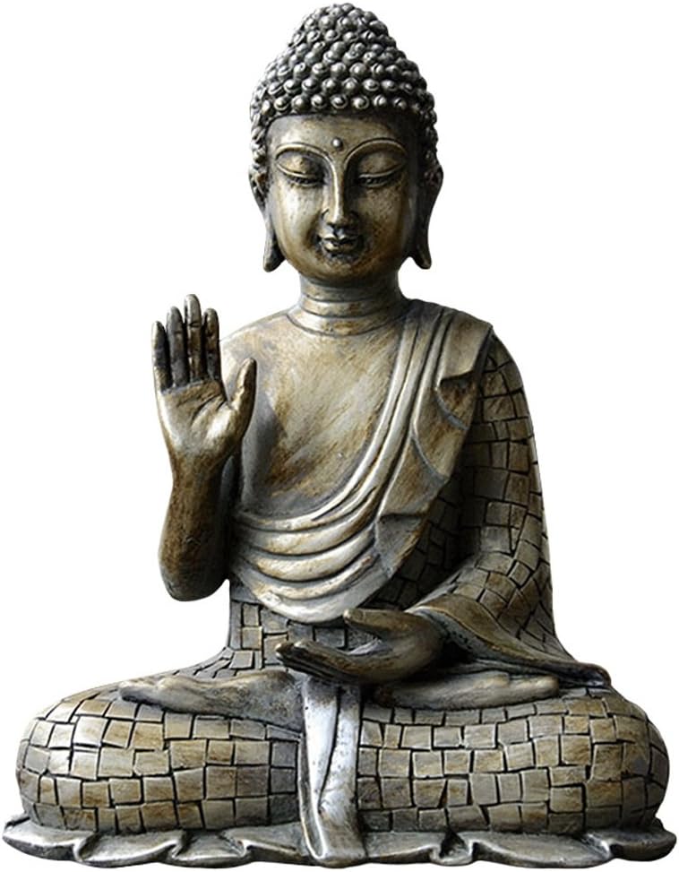 huawi 8.5" High Resin Buddha Statue,Sitting Buddha Indoor-Outdoor Statue,Buddha Figurines,Meditative Buddha,Zen Decor,Gifts