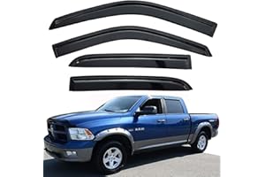 DARODCAR 94109 Window Visor Rain Guard Fit 2009-2018 Ram 1500, 2019-2023 Ram 1500 (Classic Body Only), 2010-2023 Ram 2500 & 3500 Mega/Crew Cab Vent Window Shade Wind Deflectors