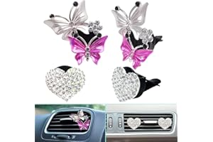 4 Pieces Car Vent Clips findTop Female Bling Car Accessories Cute Car Decorative, Well Made Rhinestone Car Accessories For Women(2 Bling Heart, 2 Butterfly)