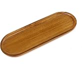 VSUINGO Small Wooden Oval Narrow Tray (11.3 x 4.1 inch), Mini Serving Tray | Tiny Tray for Coffee Tables, Dessert, Snack, Fruit, Acacia Wood Platter for Vegetable, Decor Restaurant