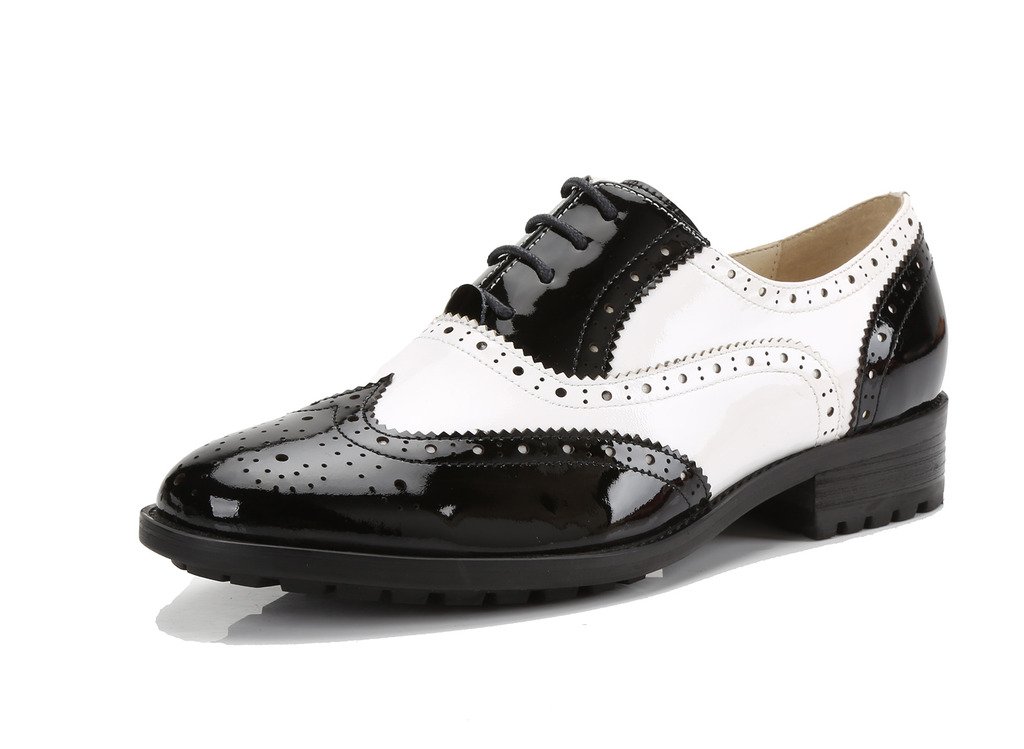 Wingtip Black And White Two Tone Shoes Womens U-lite Black White